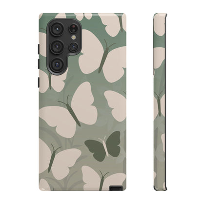 Minimalist Light Green Butterfly Pattern Phone Case - Green Phone Case - Samsung Galaxy S22 Ultra / Glossy