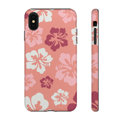 iPhone XS MAX / Glossy Phone Case - ’Pink Hibiscus Retro Pattern #3’ Phone Case