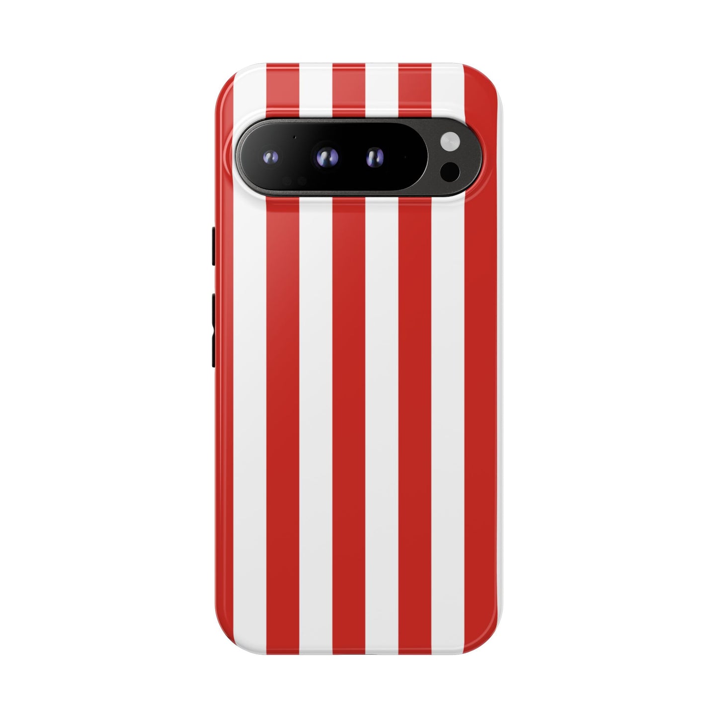 Google Pixel 9 Pro XL / Glossy Phone Case - Simple Dark Orange & White Stripe Pattern Phone Case