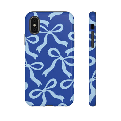 Bold Cobalt Blue and Powder Blue Bow Pattern Phone Case - Blue Phone Case - iPhone X / Glossy
