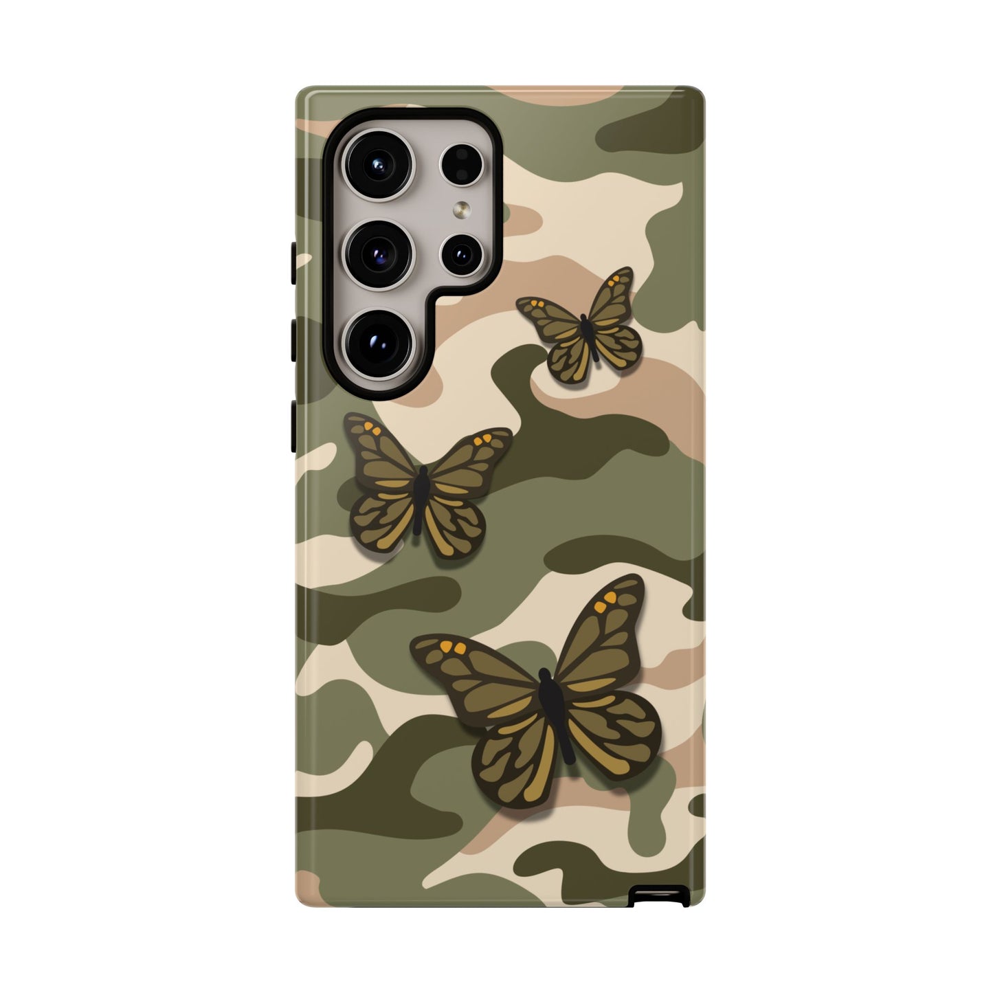 Samsung Galaxy S24 Ultra / Glossy Phone Case - Green Butterfly Camo Phone Case