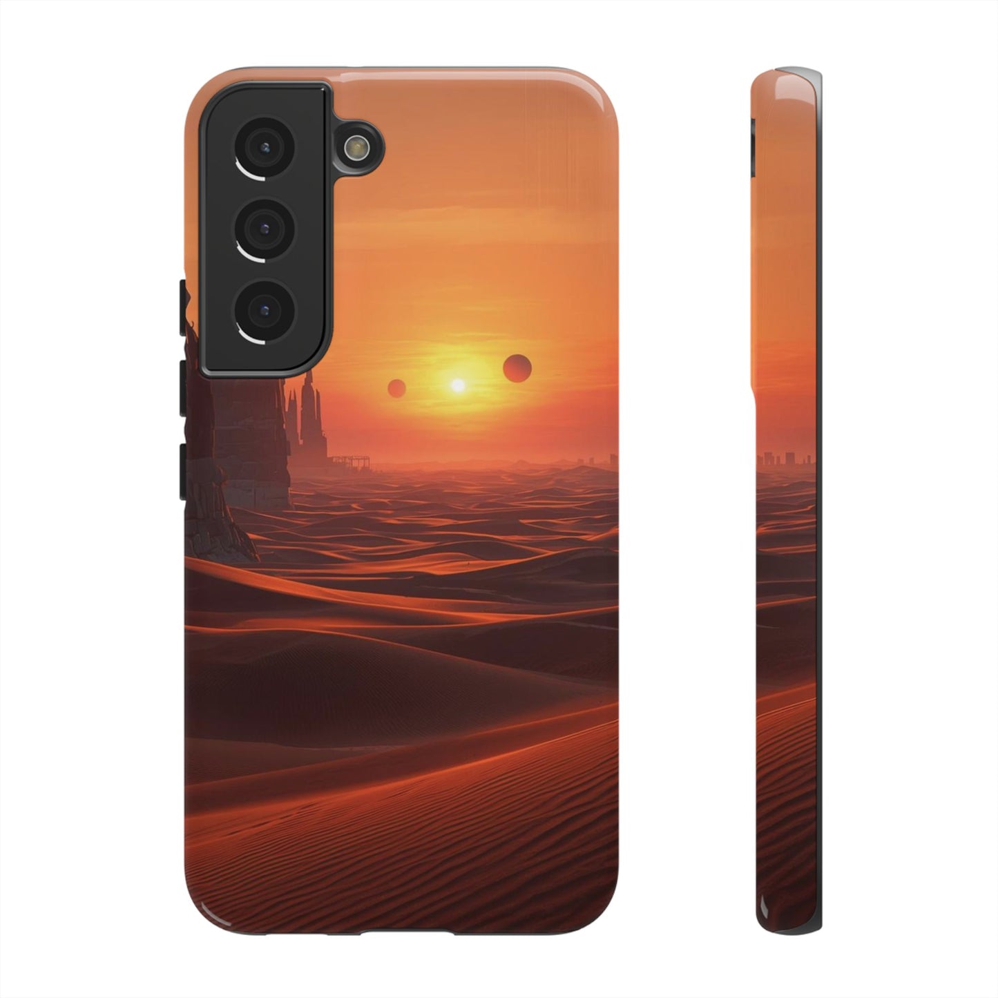 Twin Suns Desert World Sci-fi Phone Case - Orange Phone Case - Samsung Galaxy S22 / Glossy