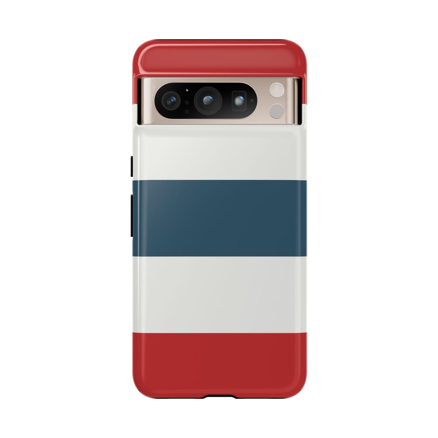 Google Pixel 8 Pro / Glossy Phone Case - Red White & Blue Horizontal Stripe Pattern Phone Case