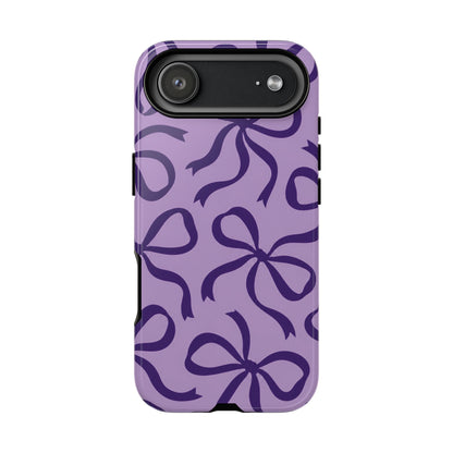 Bold Lilac and Deep Purple Bow Pattern Phone Case