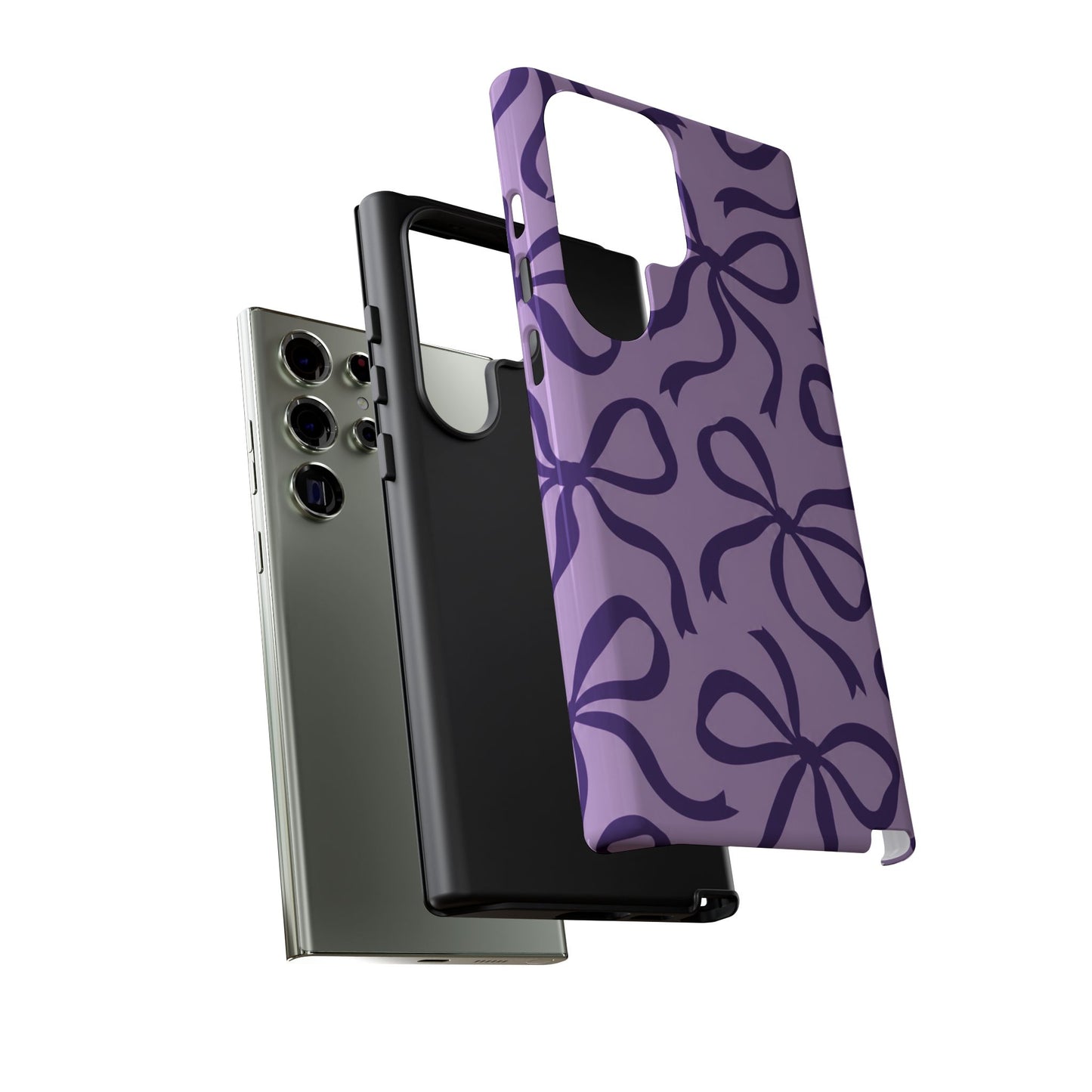 Bold Lilac and Deep Purple Bow Pattern Phone Case