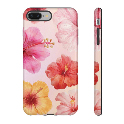 iPhone 8 Plus / Glossy Phone Case - ’Pink Hibiscus Pattern #1’ Phone Case