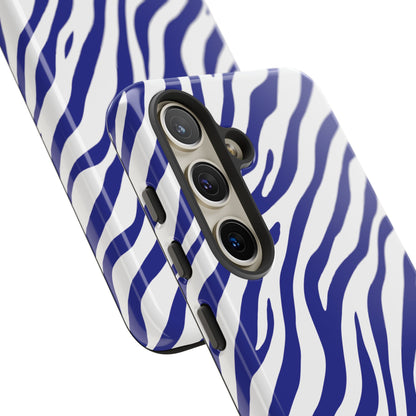 Stylish Electric Blue Zebra Print Phone Case
