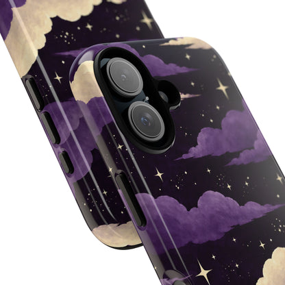 Illustrated Purple Clouds & Stars Phone Case