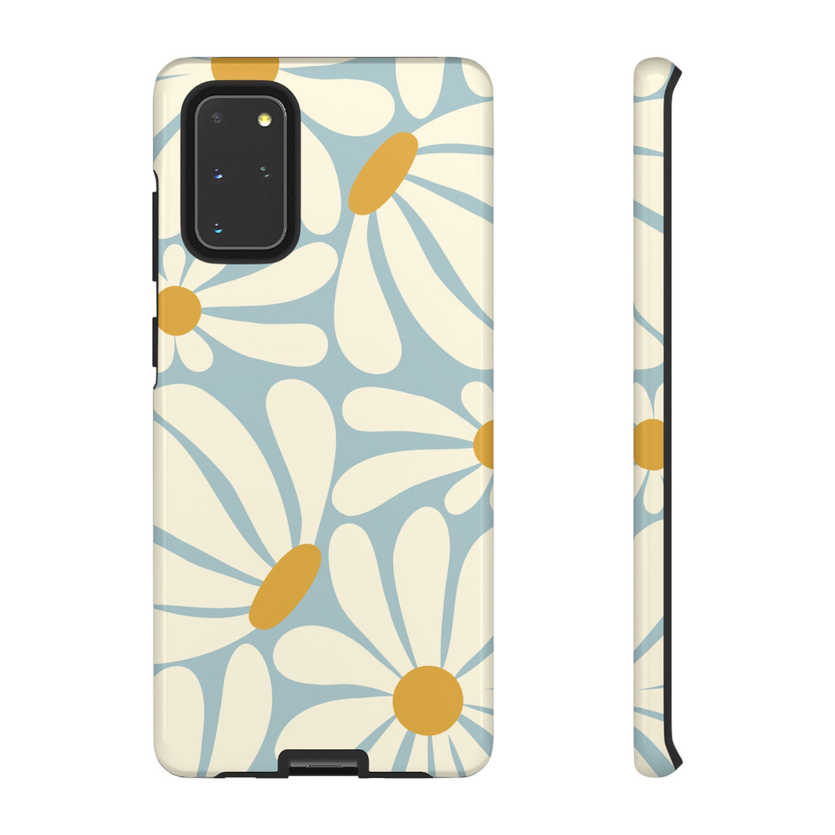 Retro Light Blue Daisy Pattern Phone Case - Blue Phone Case - Samsung Galaxy S20+ / Glossy