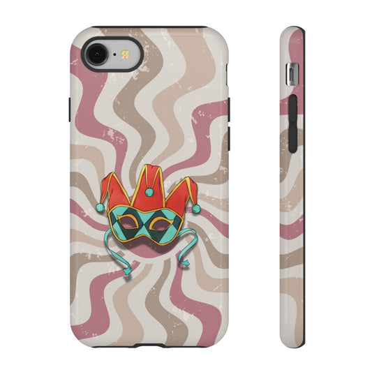 iPhone 8 / Glossy Phone Case - Venetian Jester Mask – Pink Retro Soft Revival Phone Case