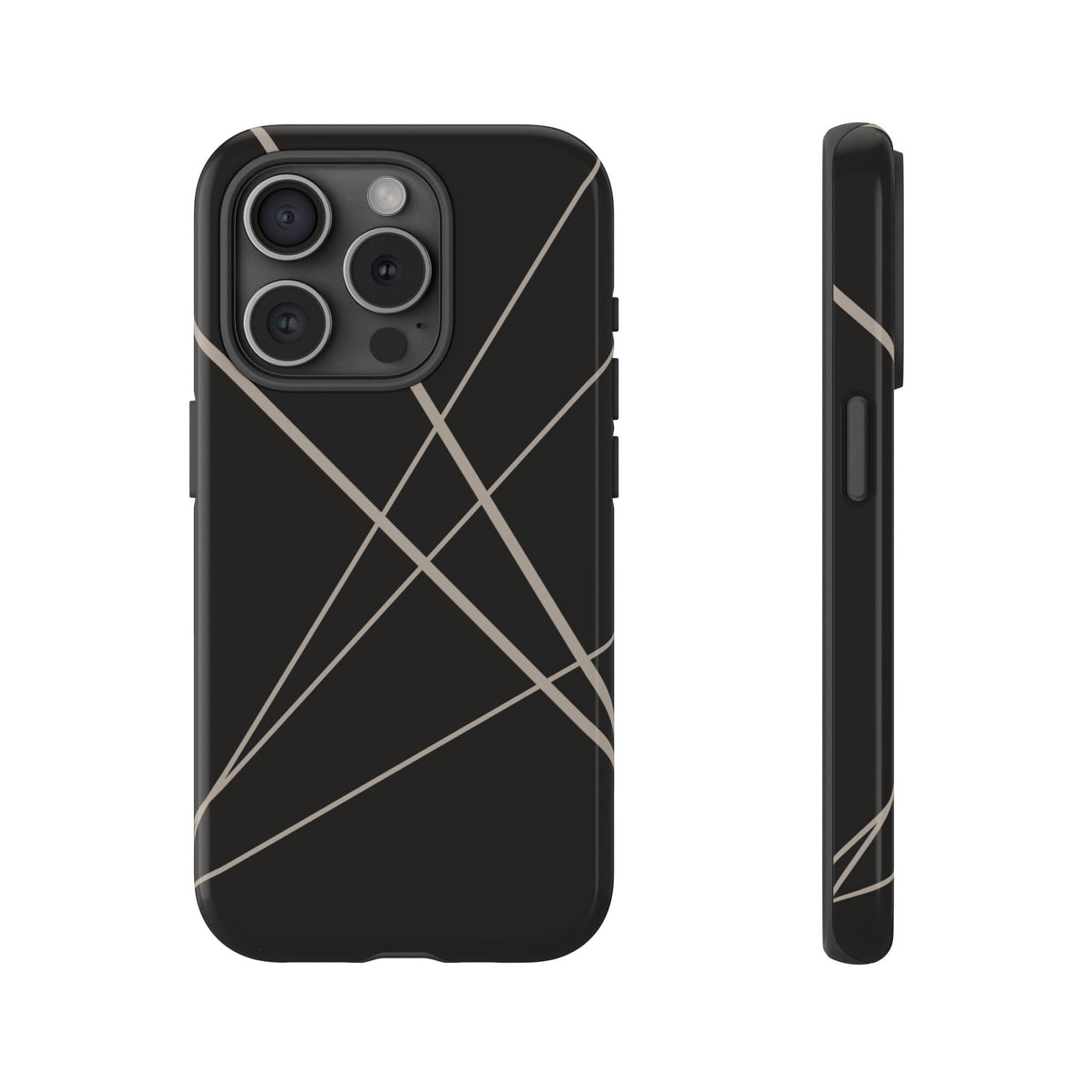 Abstract Black with Grey Lines Phone Case - Black Phone Case - iPhone 15 Pro / Glossy