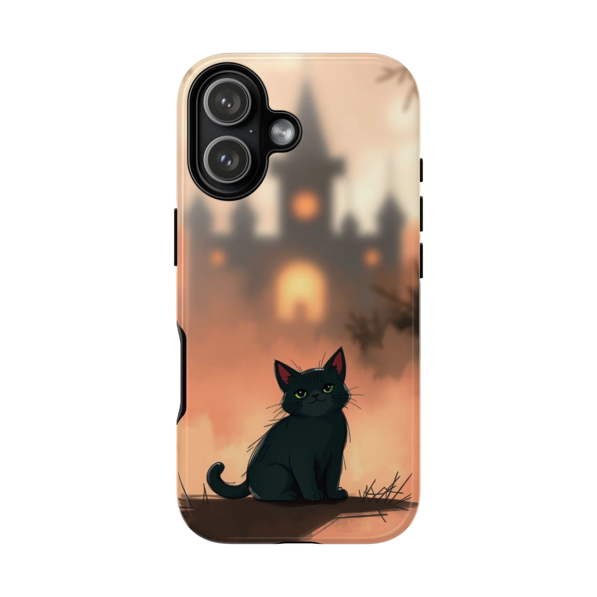 iPhone 17 / Glossy Phone Case - Cute Gothic Cat Design Phone Case