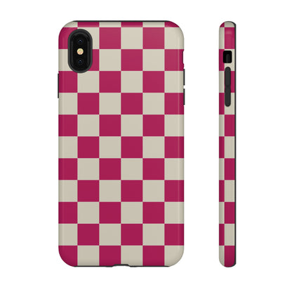 Pink & White Checked Pattern Phone Case - Pink Phone Case - iPhone XS MAX / Glossy