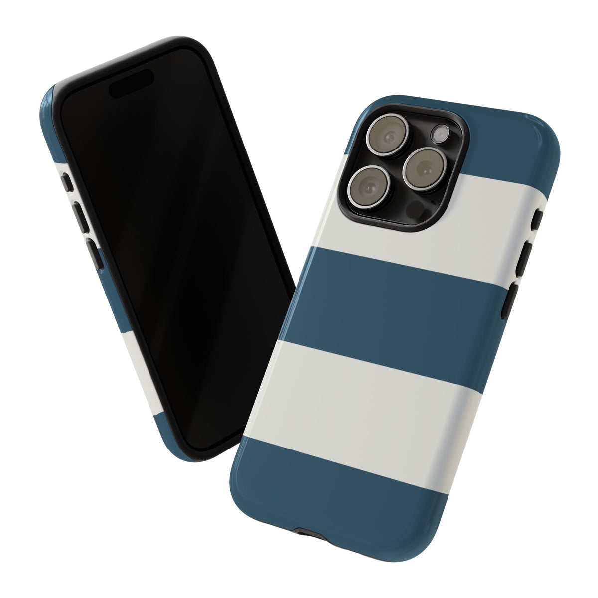 Blue & White Horizontal Stripe Pattern Phone Case - Blue Phone Case
