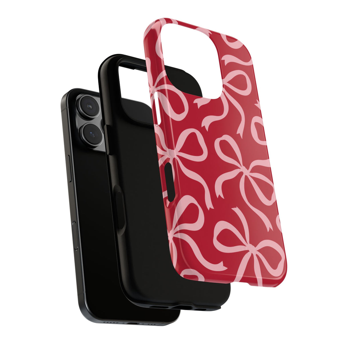 Bold Raspberry Red and Blush Pink Bow Pattern Phone Case
