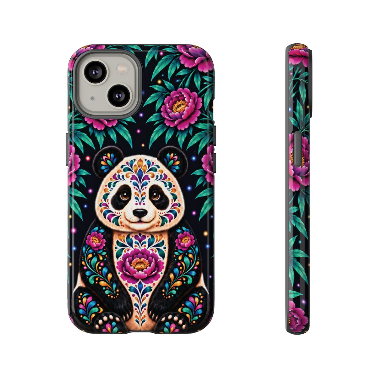 Cute Purple and Teal Calavera Panda Phone Case - Multicolor Phone Case - iPhone 14 / Glossy