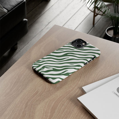 Stylish Sage Zebra Print Phone Case