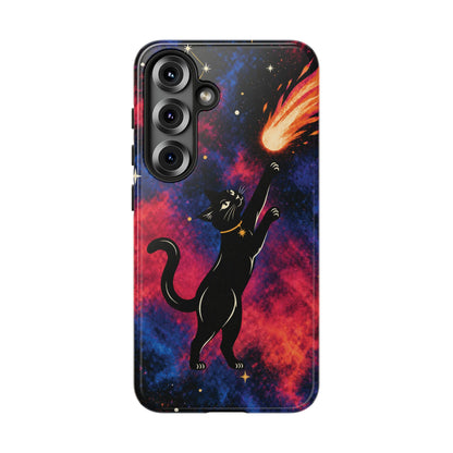 Whimsical Multicolour Celestial Black Cat Phone Case