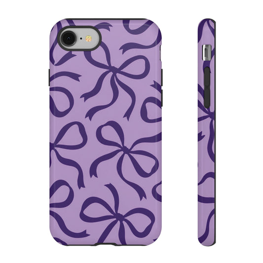 Bold Lilac and Deep Purple Bow Pattern Phone Case