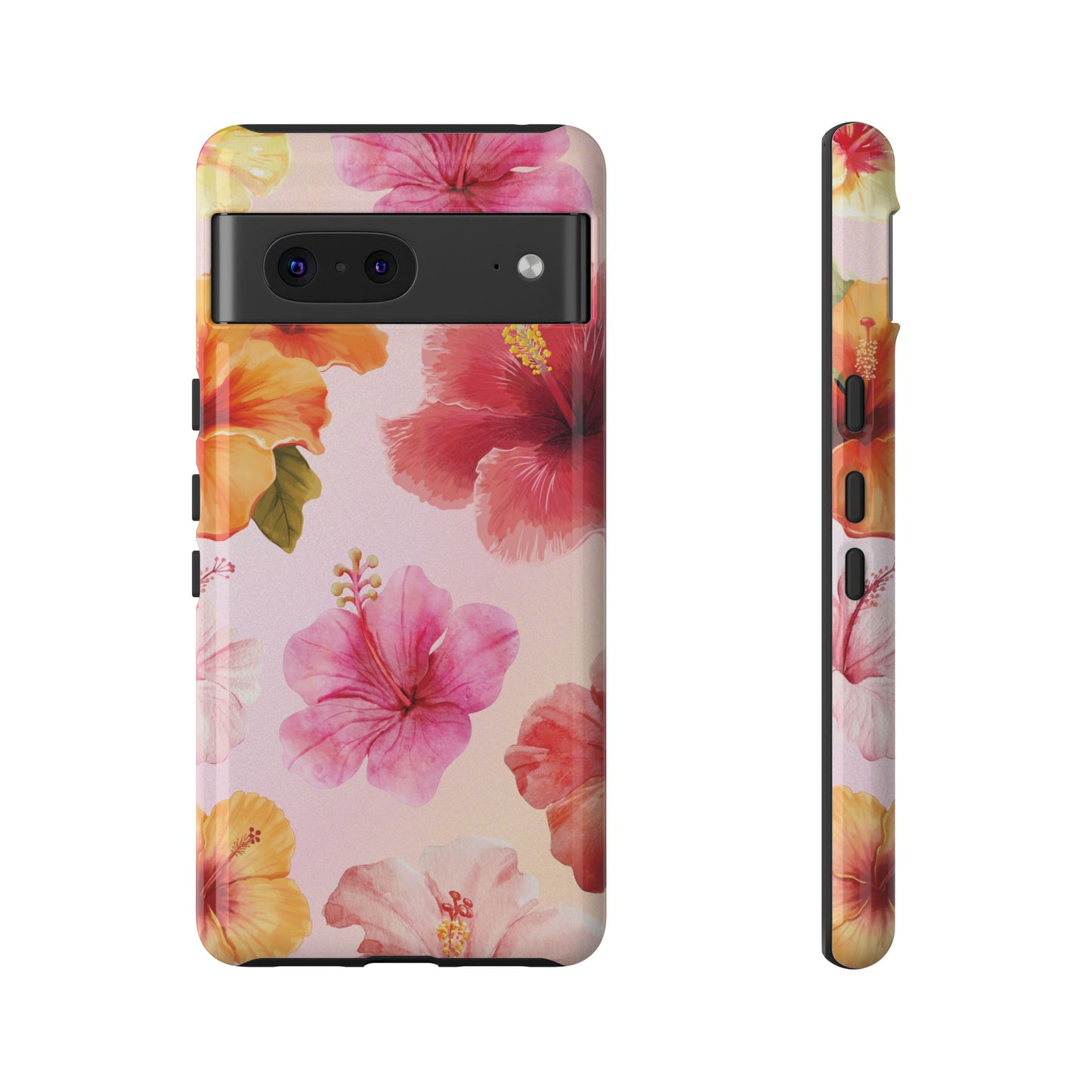Google Pixel 7 / Glossy Phone Case - ’Pink Hibiscus Pattern #2’ Phone Case
