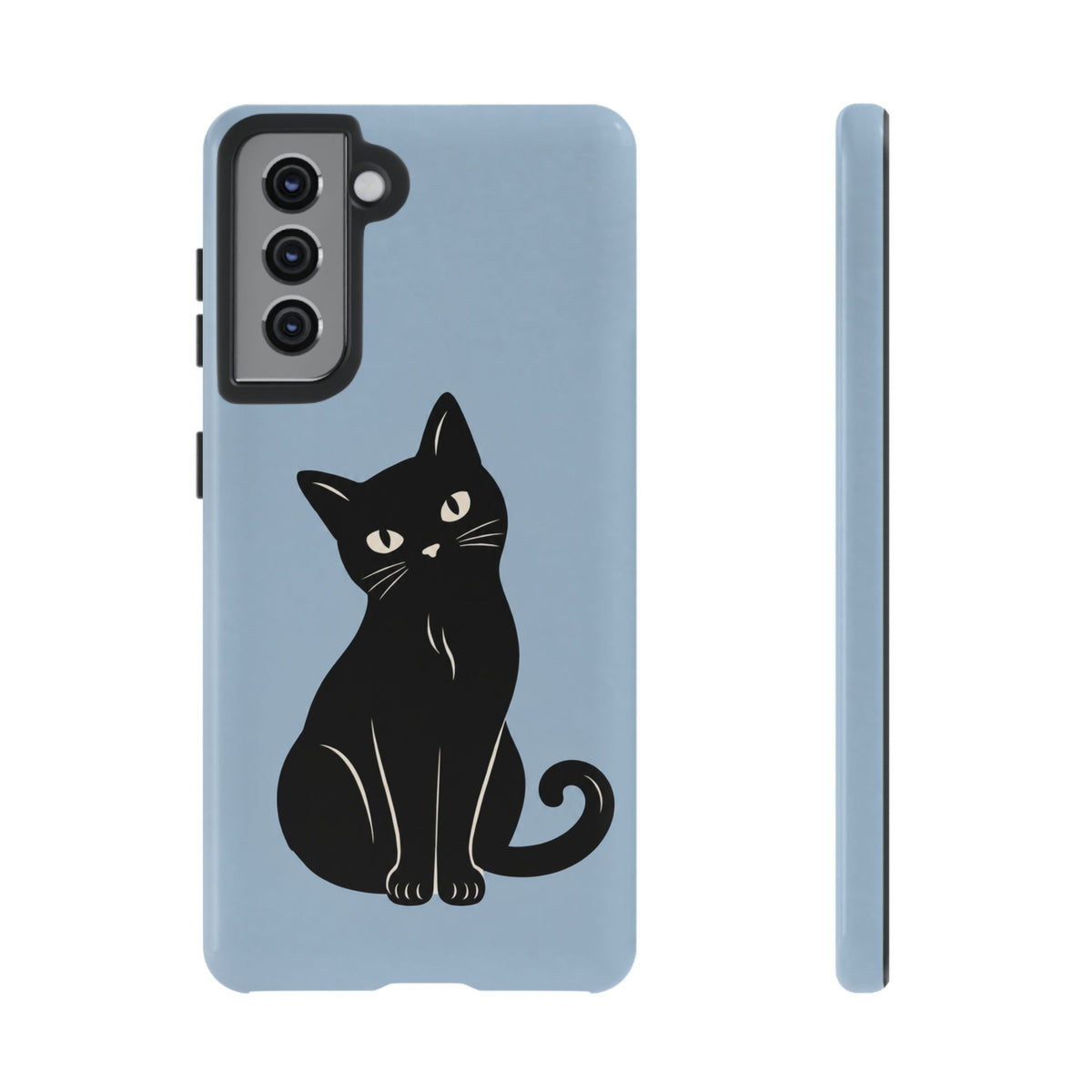 Minimalist Powder Blue & Black Cat Phone Case
