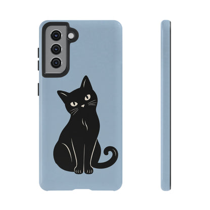 Minimalist Powder Blue & Black Cat Phone Case