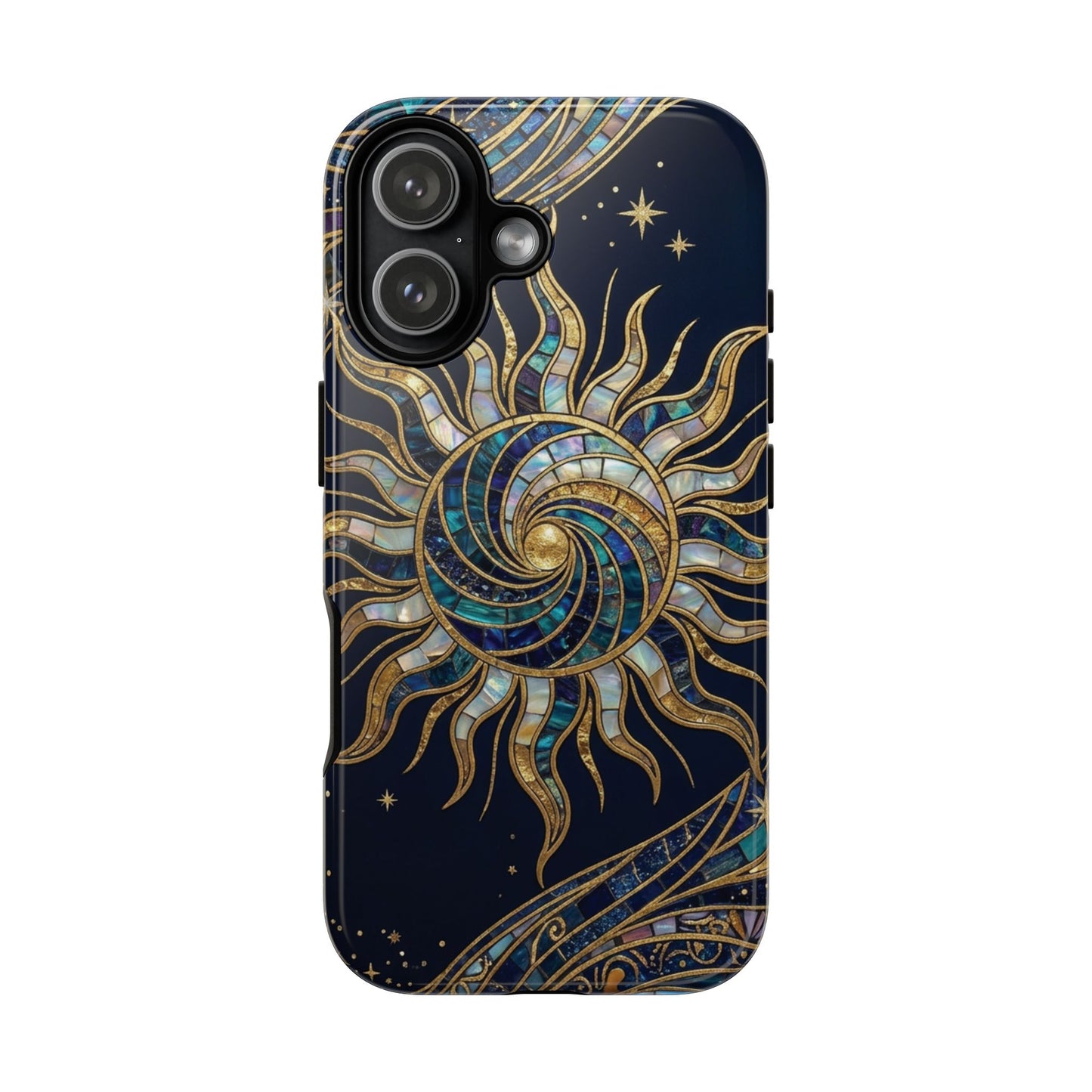 Elegant Navy & Gold Solar Spiral Phone Case
