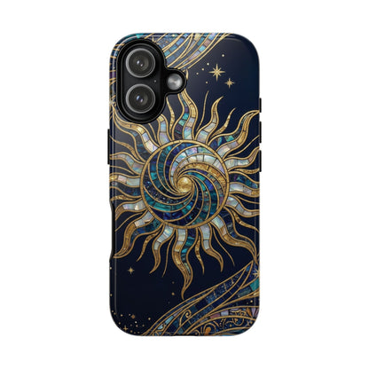 Elegant Navy & Gold Solar Spiral Phone Case