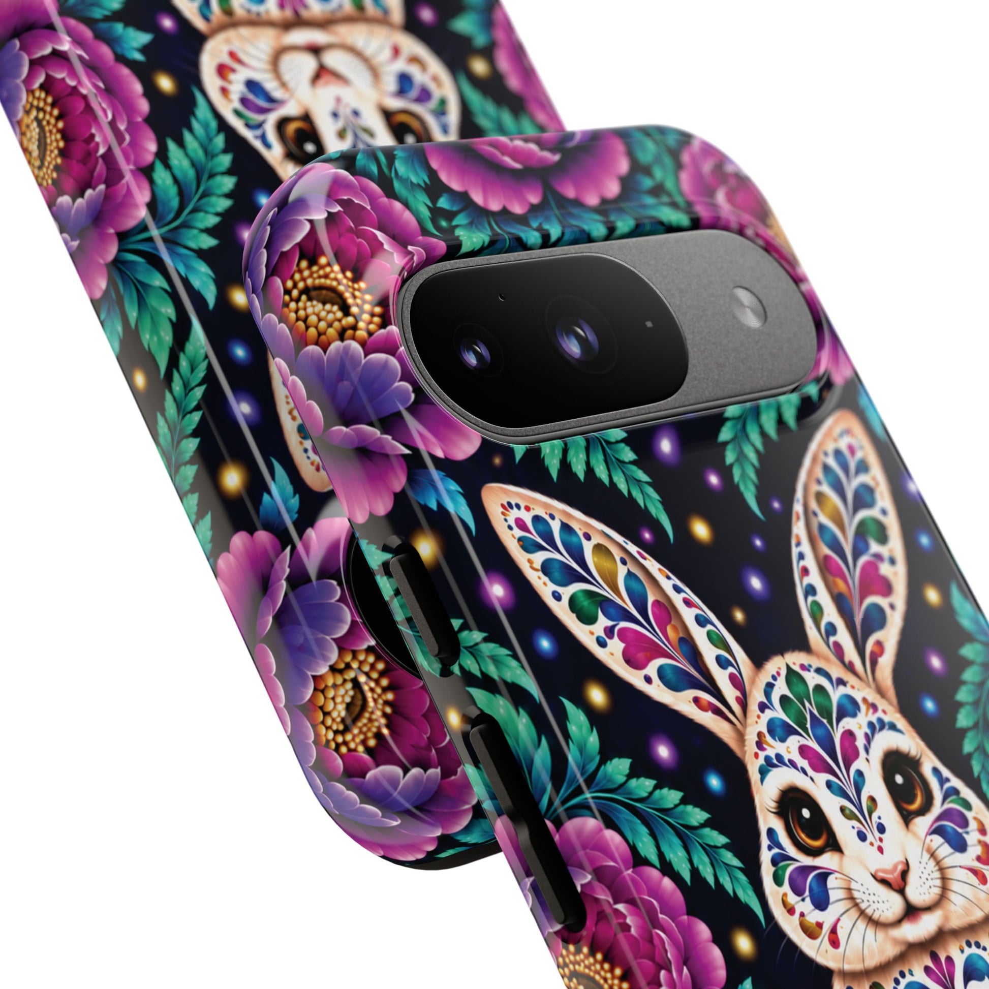 Cute Purple and Teal Calavera Bunny Phone Case - Multicolor Phone Case