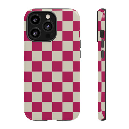 Pink & White Checked Pattern Phone Case - Pink Phone Case - iPhone 13 Pro / Glossy