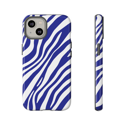 Modern Electric Blue Zebra Print Phone Case