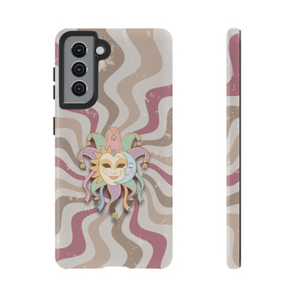 Sun & Moon Jester Mask – Pink Retro Wave Phone Case - Pink Phone Case - Samsung Galaxy S21 / Glossy