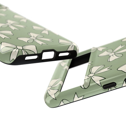 Chic Sage Green Bow Pattern Phone Case