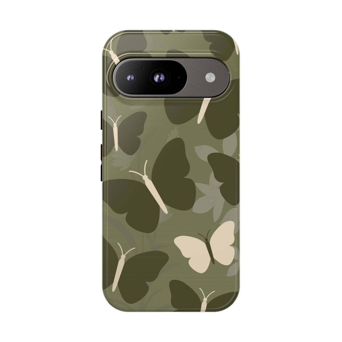 Minimalist Olive Green Butterfly Pattern Phone Case - Green Phone Case - Google Pixel 9 / Glossy