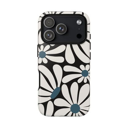 Phone Case - Retro Black Daisy Pattern Phone Case