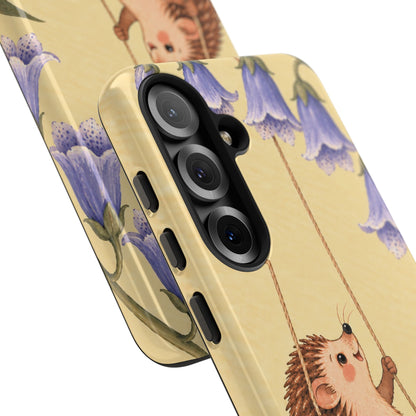 Whimsical Buttercream Hedgehog and Bluebell Phone Case - Yellow Phone Case
