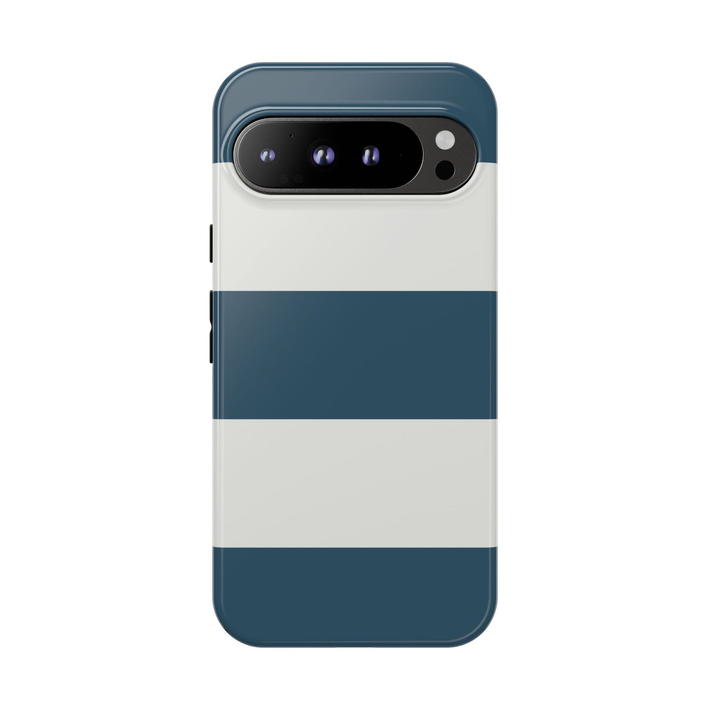 Google Pixel 9 Pro XL / Glossy Phone Case - Blue & White Horizontal Stripe Pattern Phone Case