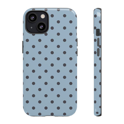 Light Blue with Dark Blue Dot Pattern Phone Case