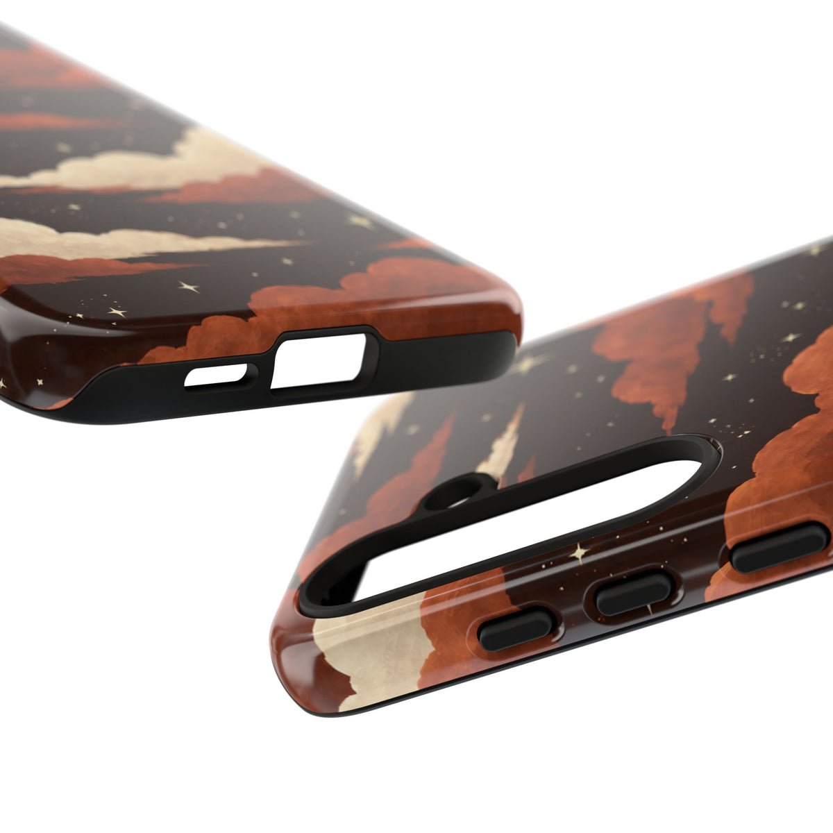 Illustrated Burnt Orange Clouds & Stars Phone Case