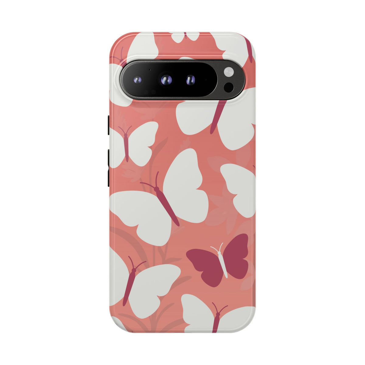 Minimalist Pink Butterfly Pattern Phone Case - Pink Phone Case - Google Pixel 9 Pro XL / Glossy
