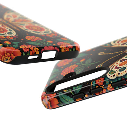 Vibrant Terracotta and Teal Calavera Butterfly Phone Case - Multicolor Phone Case