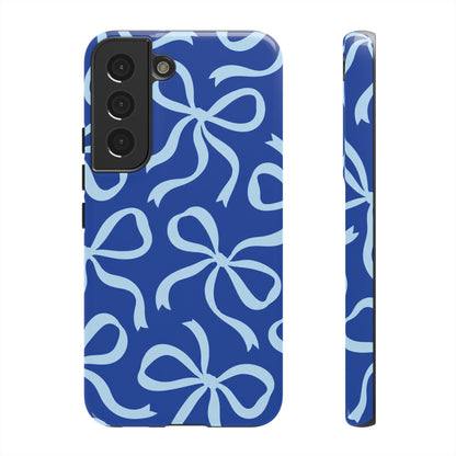 Bold Cobalt Blue and Powder Blue Bow Pattern Phone Case