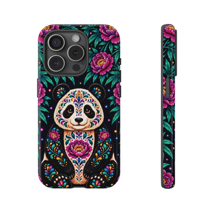Cute Purple and Teal Calavera Panda Phone Case - Multicolor Phone Case - iPhone 15 Pro / Glossy