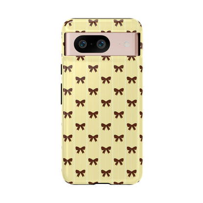 Retro Chocolate Brown Bow Pattern Phone Case