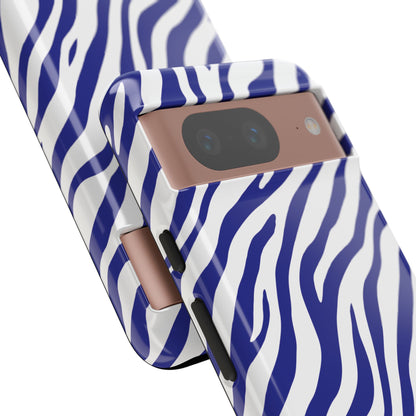 Stylish Electric Blue Zebra Print Phone Case