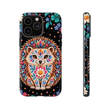 Vibrant Orange and Turquoise Calavera Hedgehog Phone Case - Multicolor Phone Case - iPhone 14 Pro Max / Glossy