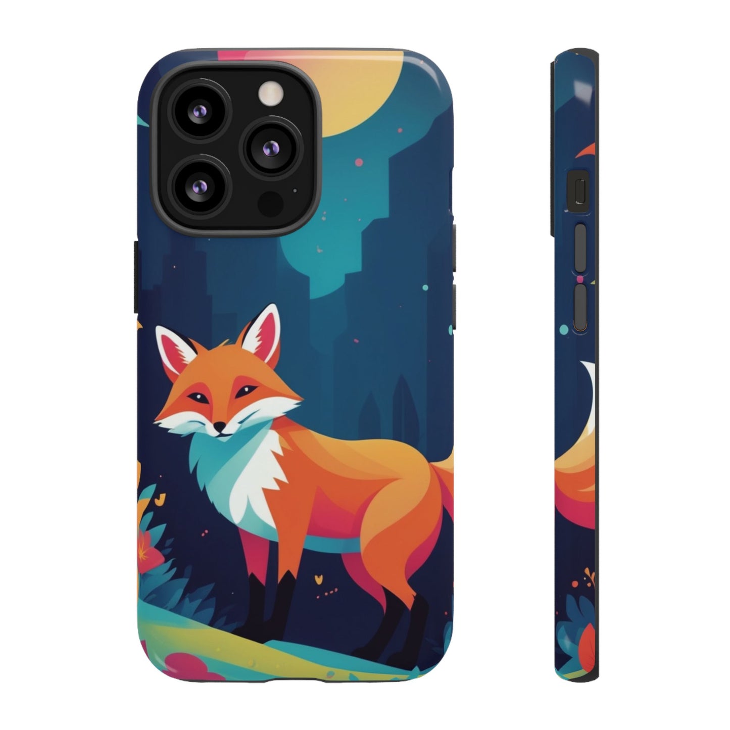 iPhone 13 Pro / Glossy Phone Case - Stylised Fox Design Phone Case