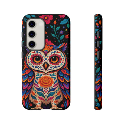 Vibrant Orange and Turquoise Calavera Owl Phone Case - Multicolor Phone Case - Samsung Galaxy S23 / Glossy
