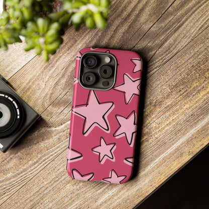 Raspberry Pink Doodle Star Phone Case