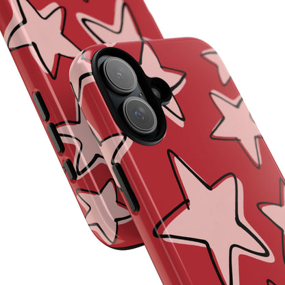 Cherry Red Doodle Star Phone Case